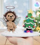 Sale ! Angelica the Christmas Angel hedgehog  sculpture. Crochet ornament. - Image 3