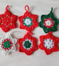 Christmas tree decorations Crochet stars, with a shine, sold singly or set of 6.