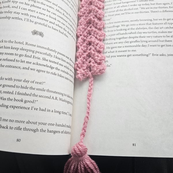 Pink Crochet Bookmark