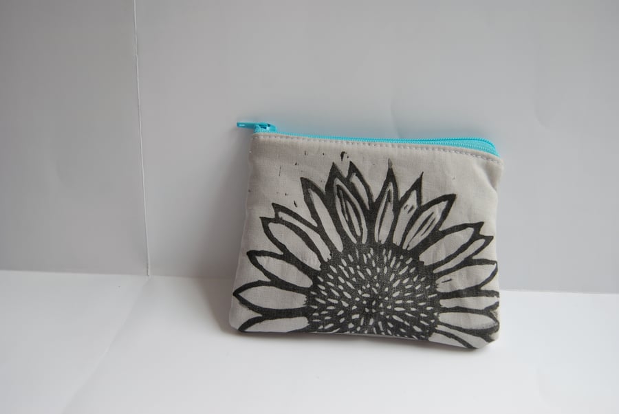 Handprinted sunflower purse