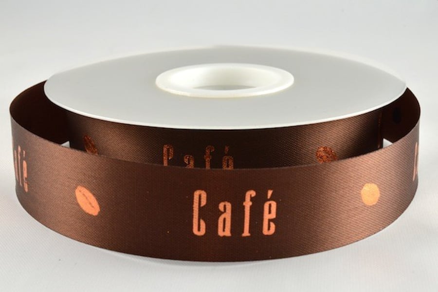 5m Brown Satin Coffee bean Ribbon 15mm 