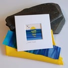 Setting Sun, Fabric and Paper Miniature Collage Picture with mount