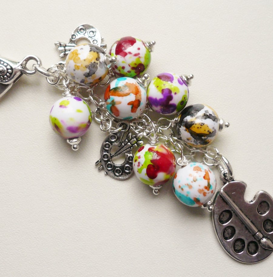 Handbag Charm Paint Splash Bead Artist Painter Themed   KCJ1774