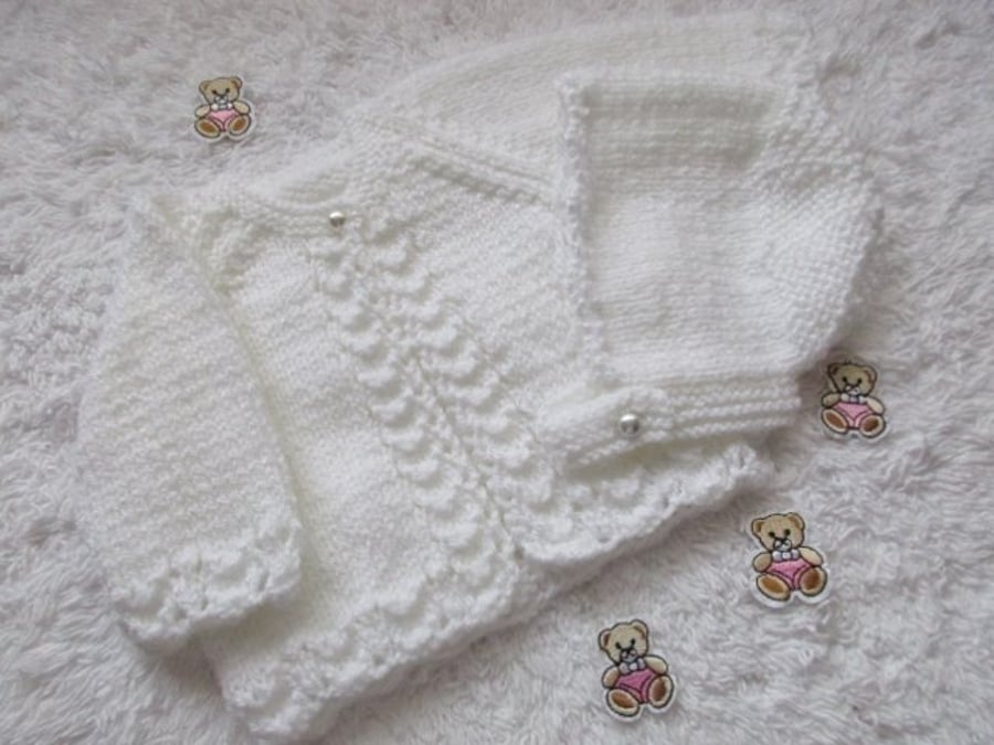 14" Newborn One Button Cardgan & Bonnet Set