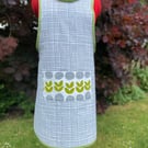 100% Cotton Japanese Apron in grey and green 