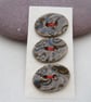 3 Medium Oval Stormy Olive Brocade Pattern Ceramic Buttons - Image 1