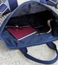Backpack - Blue Geometric Print Backpack with Navy Straps - Image 4