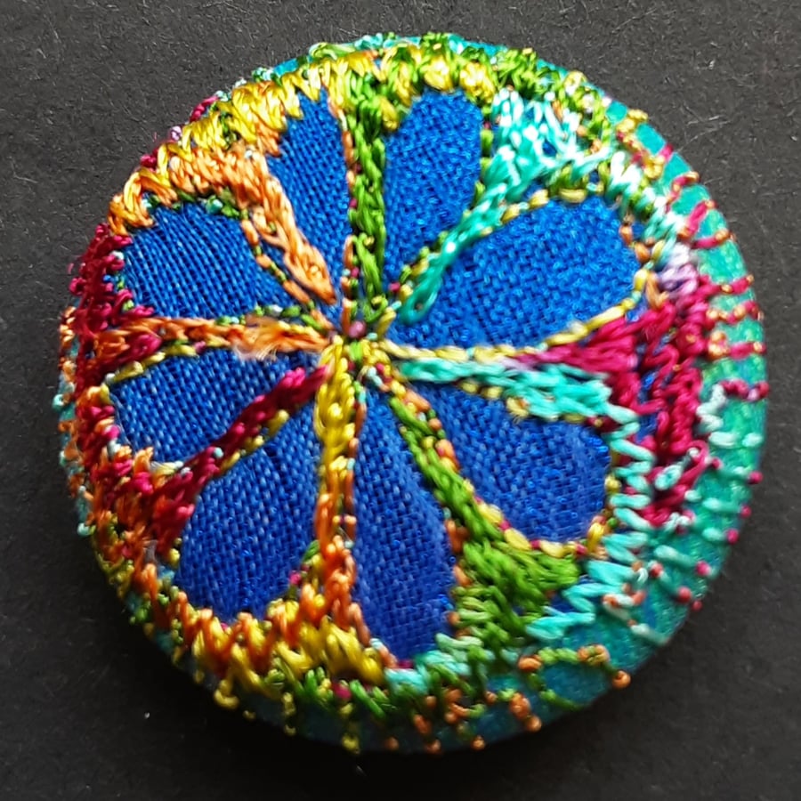 Buttons 1 inch button Hand Dyed Silks and Cottons Free Machine Embroidery Button