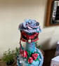 The Masquerade Lady Handcrafted Altered Bottle Art Mixed Media Roses & Pearls  - Image 3