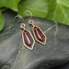 Hammered Copper Wire Earrings with Red Dagger Beads
