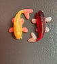 Koi Fish Resin Magnet Set: Handmade Fridge Magnets- Red and Gold Japanese Decor