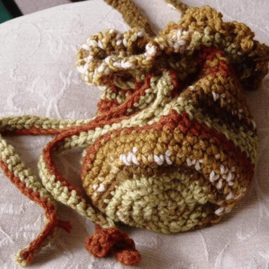 'Shades of Autumn' Hand Crocheted Bulb style Purse