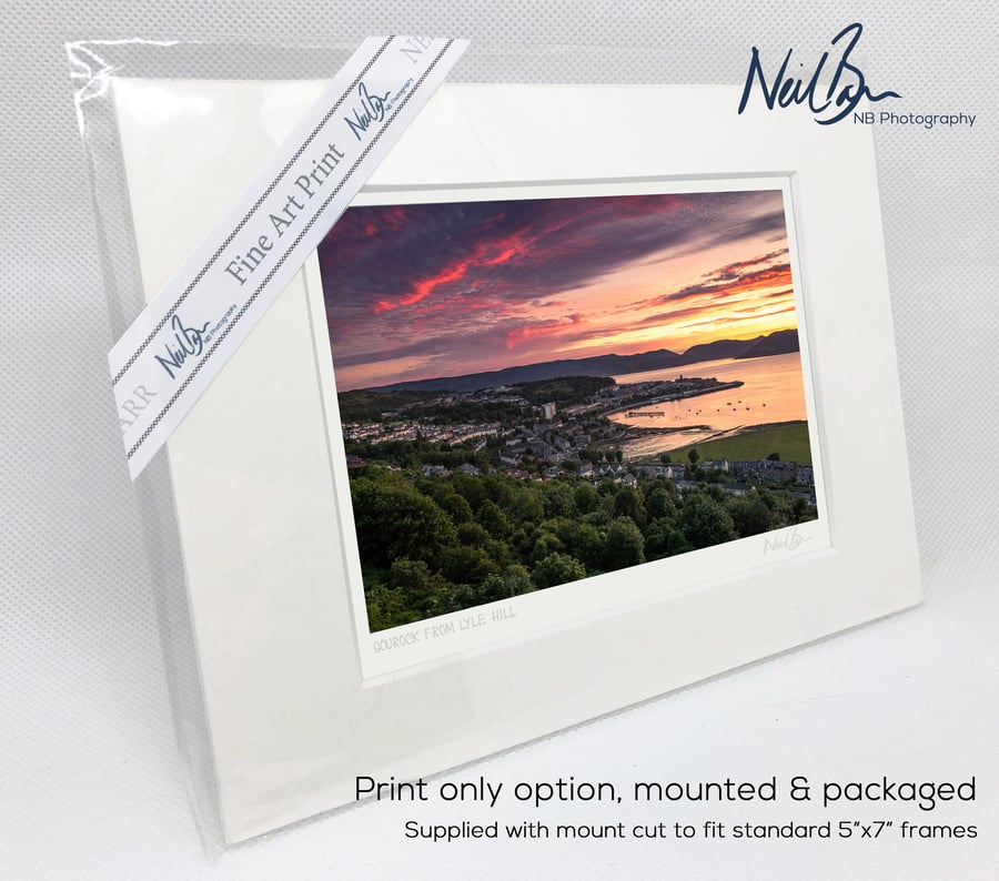 Gourock & Firth of Clyde from Lyle Hill, Greenock - A6 (7" x 5") Unframed Print