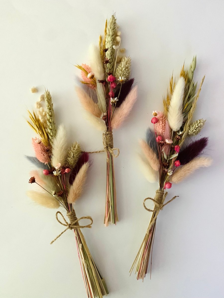 Dried Flower Arrangement Plum Pinks Lilacs Ivory Sage Lucky Dip Keepsake Gift