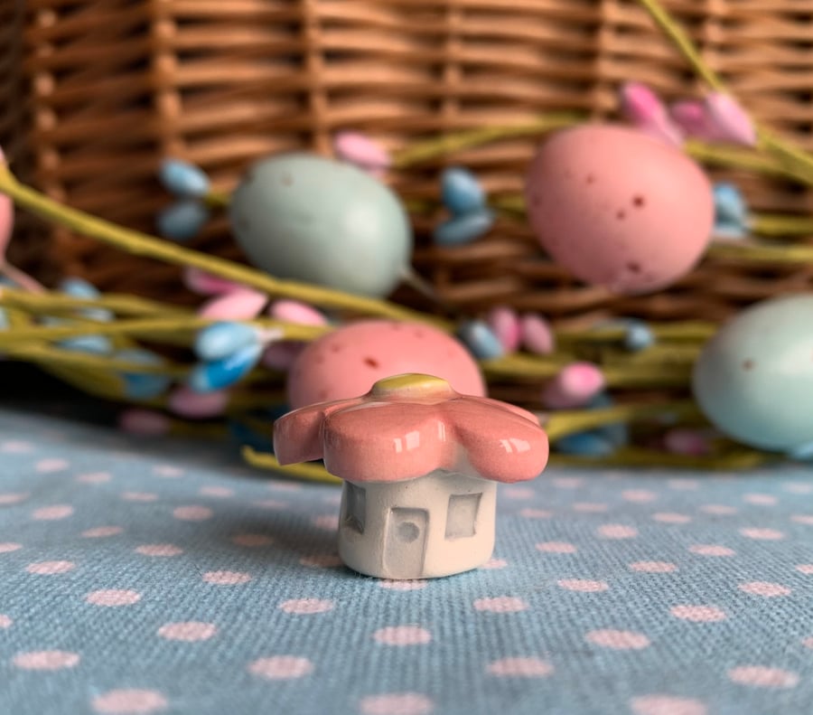 Little Pink Ceramic Flower Shaped House