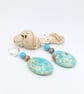 Terra Adorn  Artisan Blue Snake Skin Jasper, Dzi Agate & Turquoise earrings - Image 3