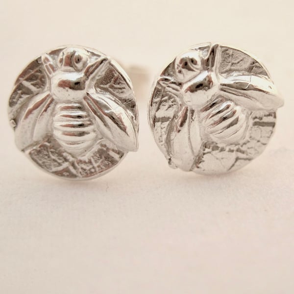 Bee Earrings, Bumble Bee Earrings, Stud, Posts, Solid Sterling Silver Honey Bee