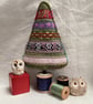 Folk ribbon Christmas tree with pink and silver ribbons - Image 1