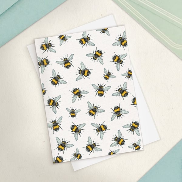 Single Bumble Bee Pattern Greetings Card - A6 Size