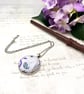 Halloween Pendant Necklace, Purple Snake & Potion Fabric Button Jewellery - Image 3