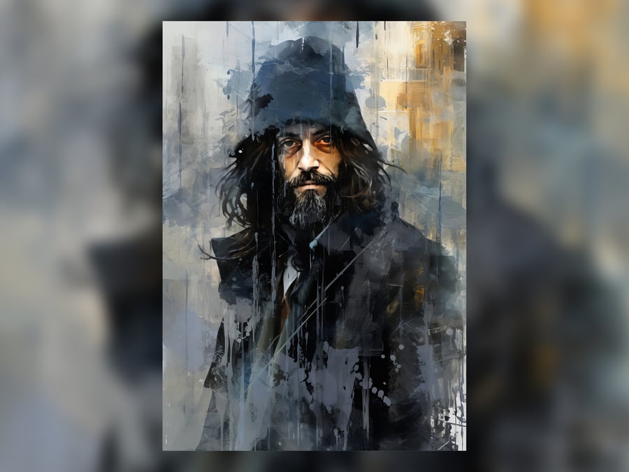 Mystique Portrait: Bearded Man in Green Coat Print