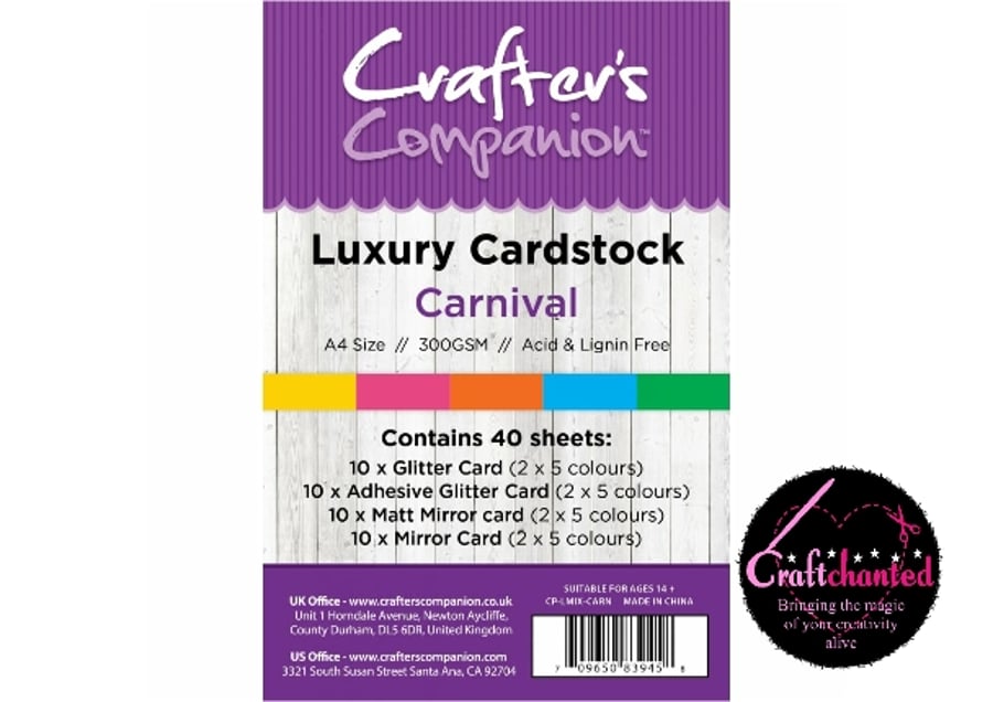 Crafter's Companion - Luxury Cardstock Pack - A4 - 300gsm - 40 Sheets  Brand 