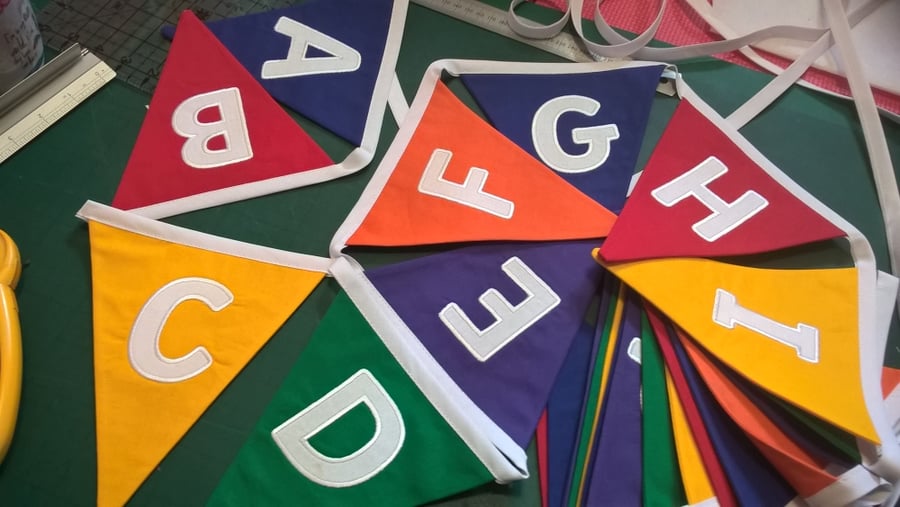 CAPITAL LETTERS Alphabet Bunting Rainbow Embroidered 