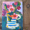 Still life flowers in stripy jug 