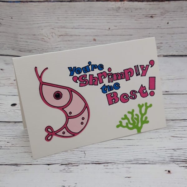 Funny Handmade Thank-you Card with Cartoon Shrimp 