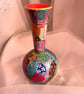 Up cycled hand painted wooden vase 