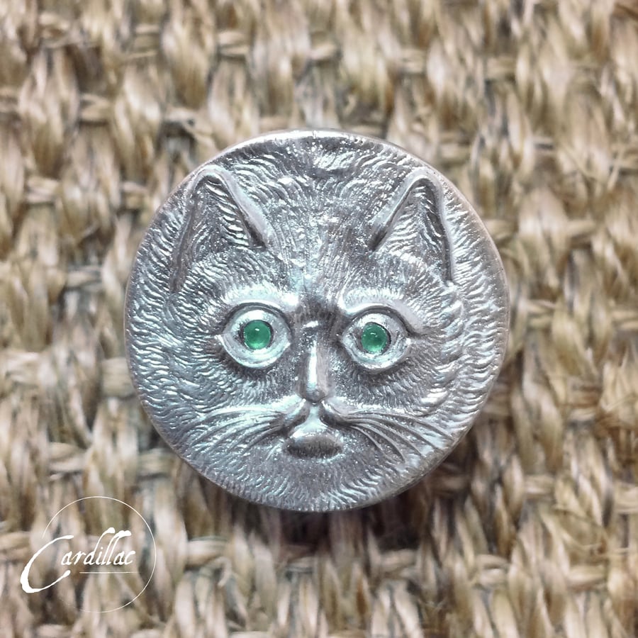 Cat face Ring (large), Sterling Silver