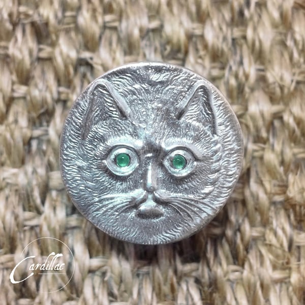 Cat face Ring (large), Sterling Silver