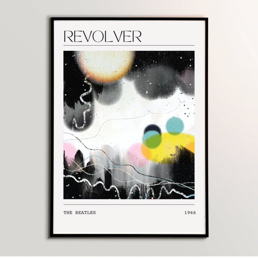 Music Poster T Shirt Revolver - The Beatles Abstract Painting Art Print 