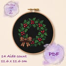 Christmas wreath cross stitch pattern pdf emailed
