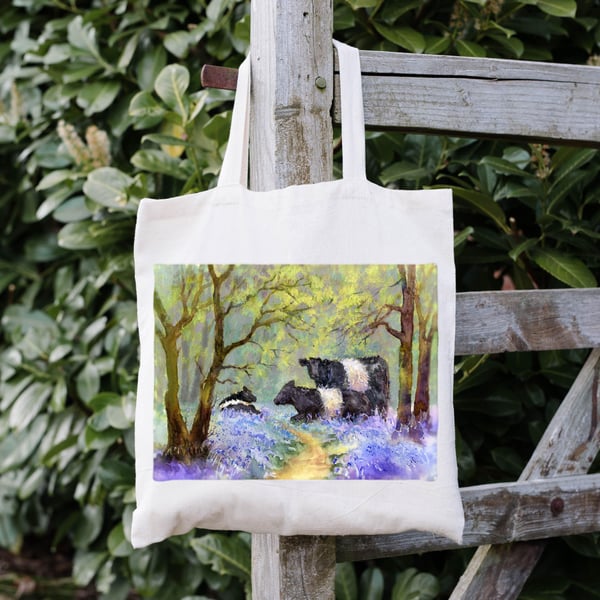 Belted Galloway Bluebell Tote Bag