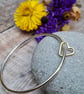 Sterling Silver Smooth Bangle with 9ct Gold Heart - JBJ5012