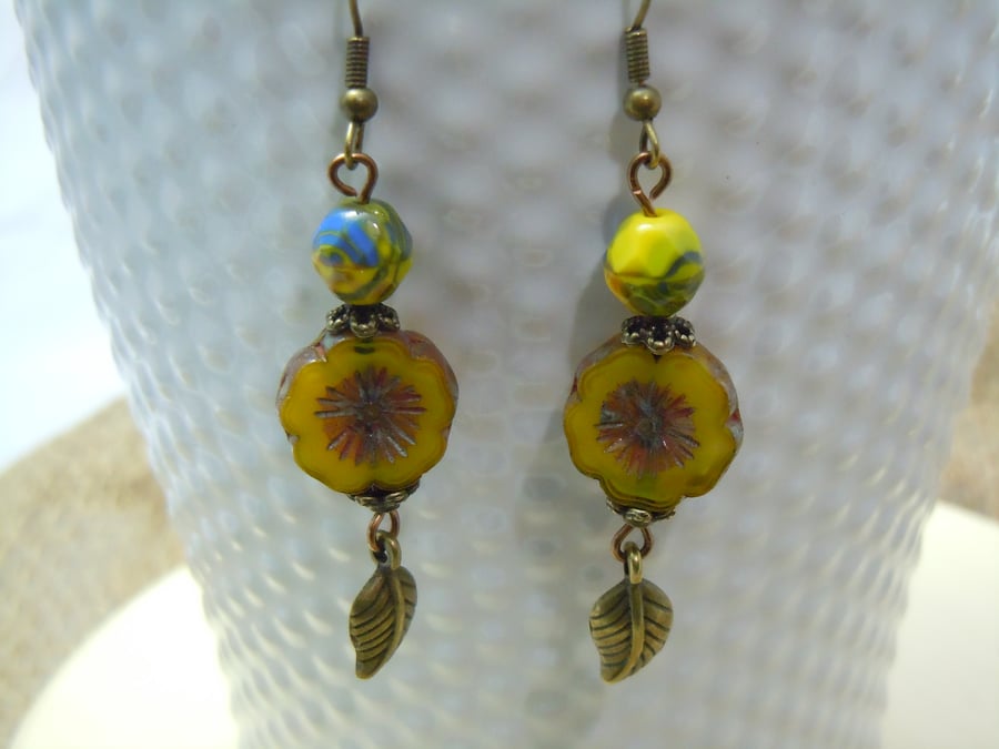 Czech glass bead earrings