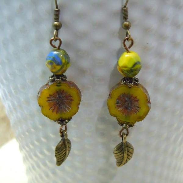 Czech glass bead earrings