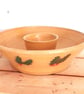 Christmas chip and dips bowl, ceramic holly and berries, Party snack serving