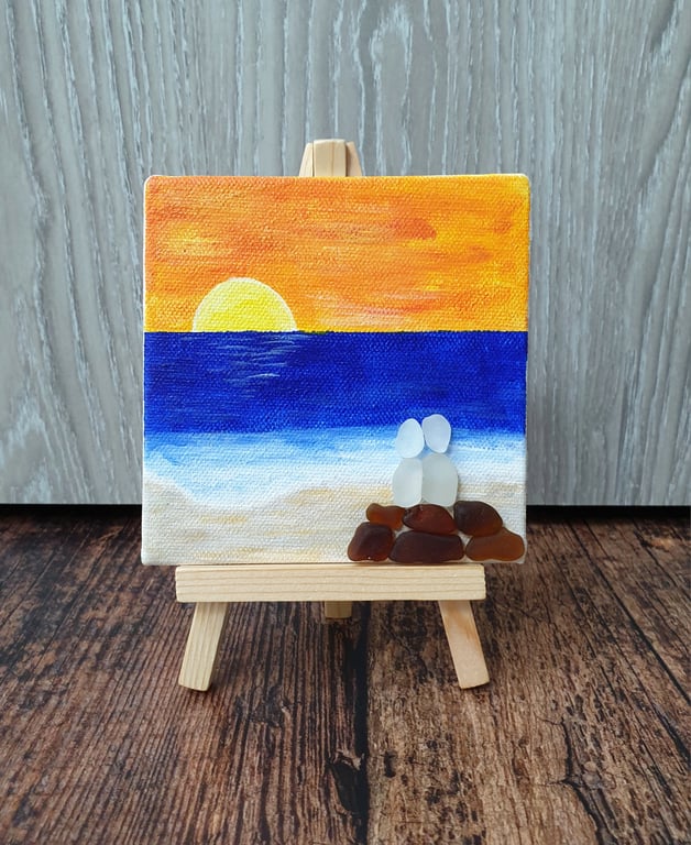 Sea glass on canvas Sunset Together