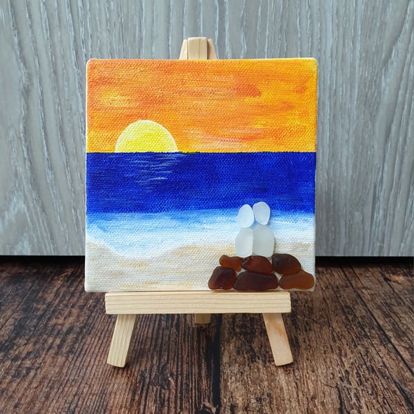 Sea glass on canvas Sunset Together