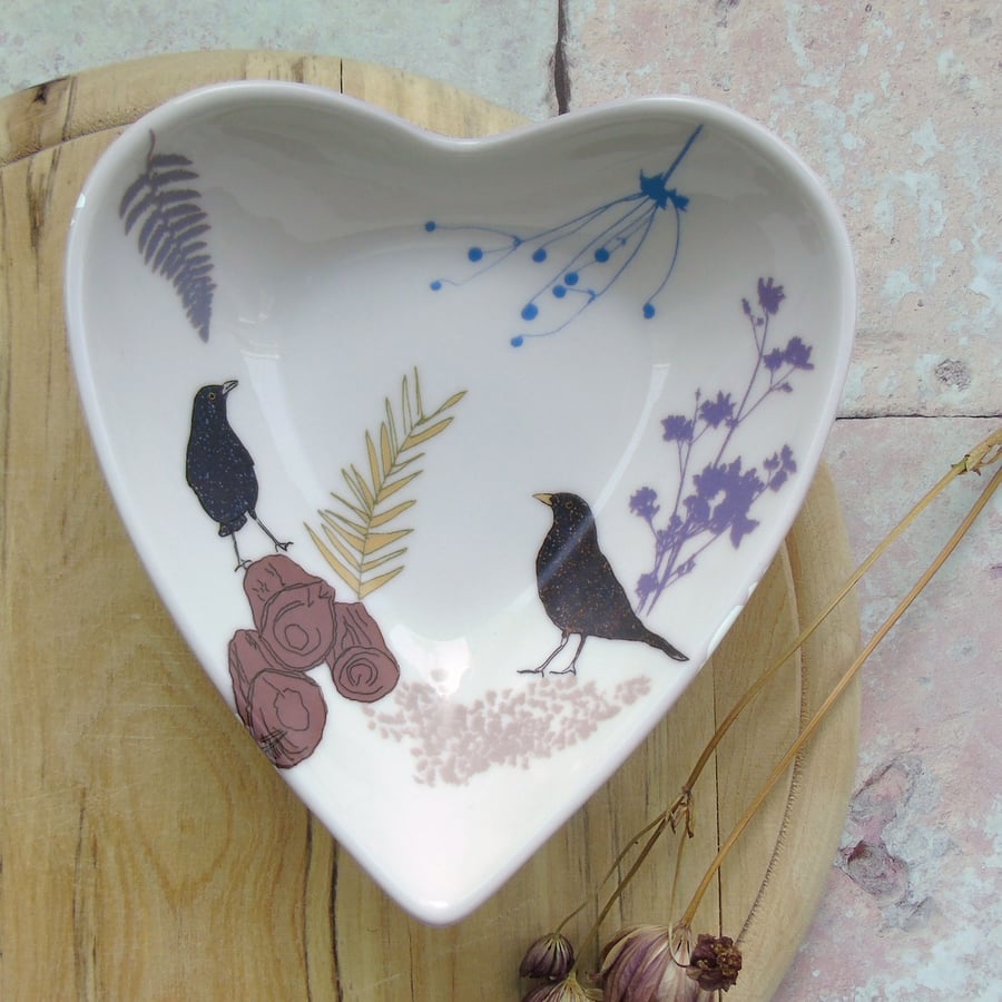 Bone china Heart trinket Dish