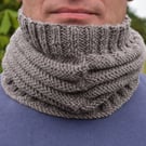 Hand Knitted Merino Wool Neck Warmer, Two Way Wear Handmade Unisex Cowl