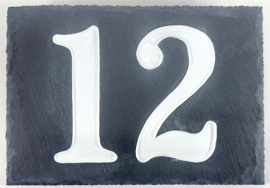 No. 12 House Sign in Slate