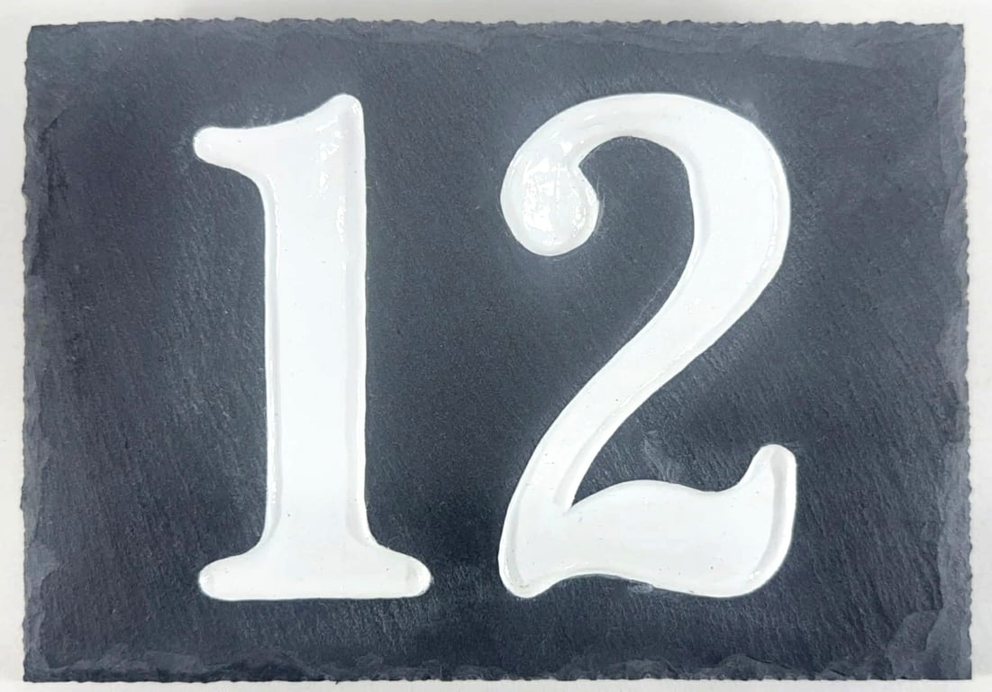 No. 12 House Sign in Slate