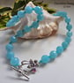Designer Blue Agate & Blue Quartzite Silver Plated Necklace - Image 1