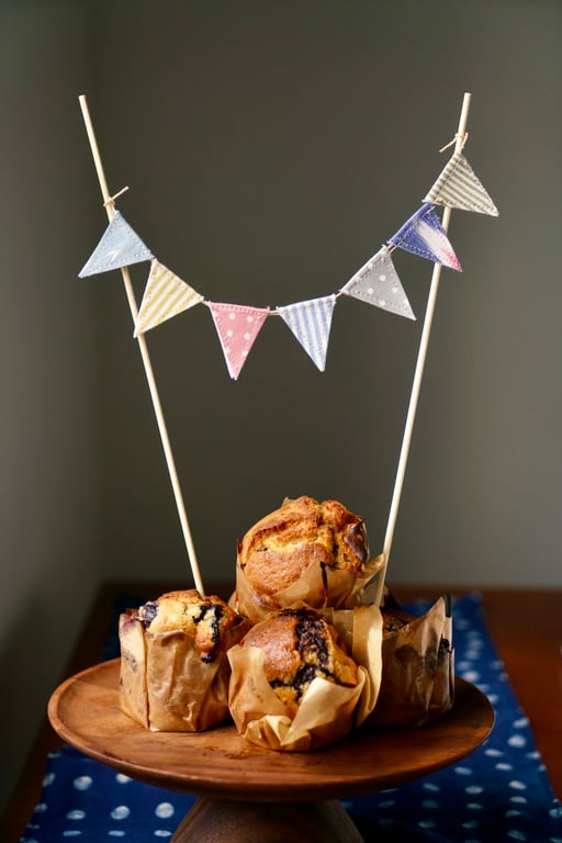 Mini Fabric Cake Bunting Topper – Handmade Reusable Party Decoration for Birthda