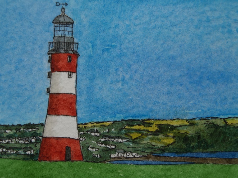 SALE! ACEO Original Plymouth Hoe watercolour