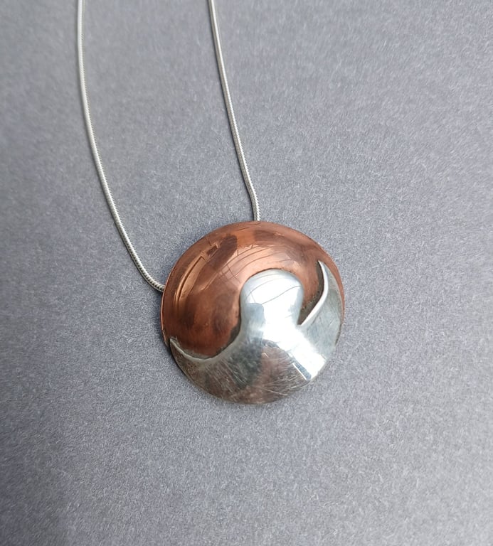 COPPER & FINE SILVER DOMED NECKLACE