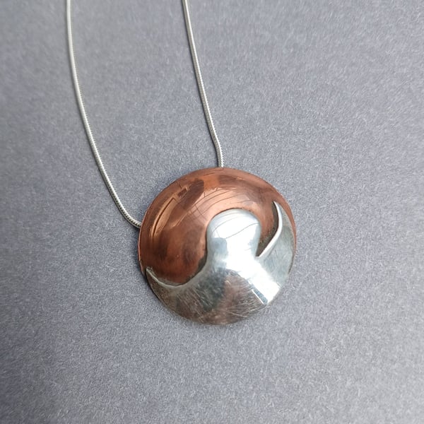 COPPER & FINE SILVER DOMED NECKLACE